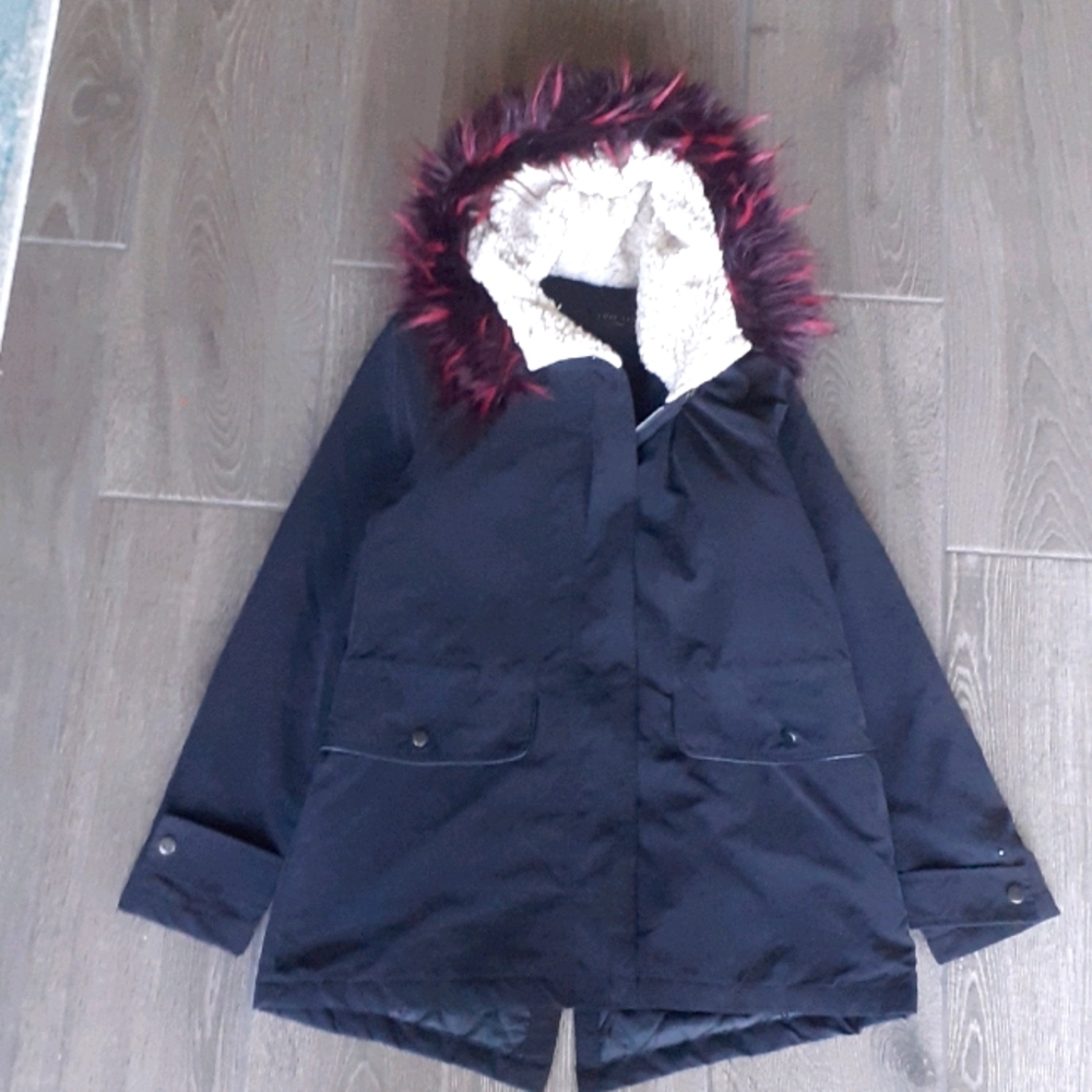 Love Tree Jacket with Faux Fur Trim